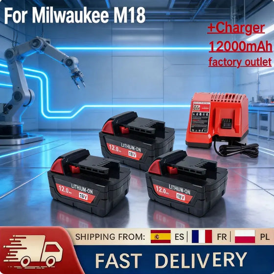100 % „Milwaukee M18“ 18 V 12000 mAh 18650 ličio atsarginė baterija, skirta „Milwaukee 48-11-1860“, „48-11-1850“, „48-11-1840“ įrankio baterijai