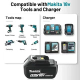 100% NEW Makita Battery 18v 6000mAh BL1860 BL1850B BL1850 BL1830 battery & charger 18v Replacement Power Tool Batteries