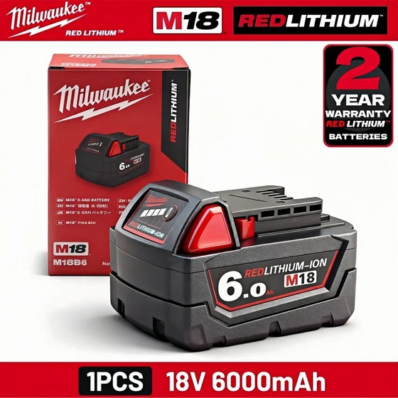 100 % naujas Milwaukee M18 6,0 Ah didelio galingumo akumuliatorius 18 V ličio jonų įkraunamas, skirtas Milwaukee M18 akumuliatoriniams elektriniams įrankiams, 18 V akumuliatorius