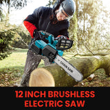 1500W Brushless 12Inch Electric Chainsaw Cordless Pruning Woodworking Power Tool Handheld Garden Cutter For Makita 18V Battery