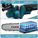 1500W Brushless 12Inch Electric Chainsaw Cordless Pruning Woodworking Power Tool Handheld Garden Cutter For Makita 18V Battery