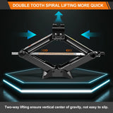 2 Ton Heavy Duty Scissor Jack with Ratchet Mechanism, Lifting Range 11-39cm, Rustproof Steel Construction, for Car Van SUV Tire Changing and Emergency Repair, Portable Lifting Tool