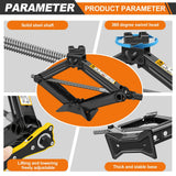 2 Ton Heavy Duty Scissor Jack with Ratchet Mechanism, Lifting Range 11-39cm, Rustproof Steel Construction, for Car Van SUV Tire Changing and Emergency Repair, Portable Lifting Tool