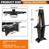 2 Ton Heavy Duty Scissor Jack with Ratchet Mechanism, Lifting Range 11-39cm, Rustproof Steel Construction, for Car Van SUV Tire Changing and Emergency Repair, Portable Lifting Tool