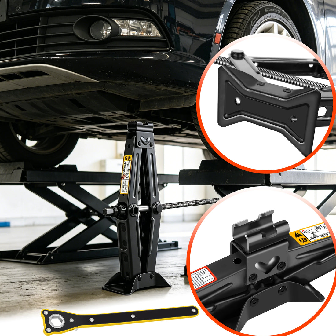 2 Ton Heavy Duty Scissor Jack with Ratchet Mechanism, Lifting Range 11-39cm, Rustproof Steel Construction, for Car Van SUV Tire Changing and Emergency Repair, Portable Lifting Tool