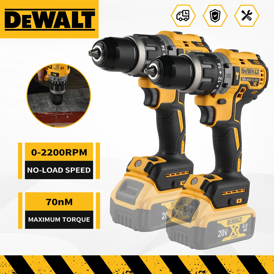 2025 m. „Dewalt“ 2000 aps./min. akumuliatorinis elektrinis gręžtuvas bešepetėlinis suktuvas, reguliuojamo greičio smūginis rankinis gręžtuvas, įkraunami elektriniai įrankiai DCD796