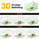 2026 m. DEWALT DW089LG lazerinis nivelyras su ličio baterija | Žalias lazeris | 12 linijų 3 pusėse 360° horizontalus ir vertikalus spinduliai | Lauko niveliavimui ir matavimui