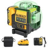 2026 m. DEWALT DW089LG lazerinis nivelyras su ličio baterija | Žalias lazeris | 12 linijų 3 pusėse 360° horizontalus ir vertikalus spinduliai | Lauko niveliavimui ir matavimui
