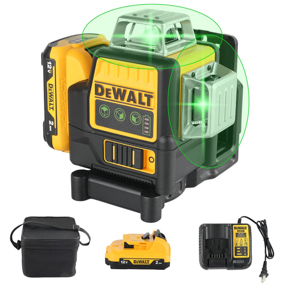 2026 m. DEWALT DW089LG lazerinis nivelyras su ličio baterija | Žalias lazeris | 12 linijų 3 pusėse 360° horizontalus ir vertikalus spinduliai | Lauko niveliavimui ir matavimui