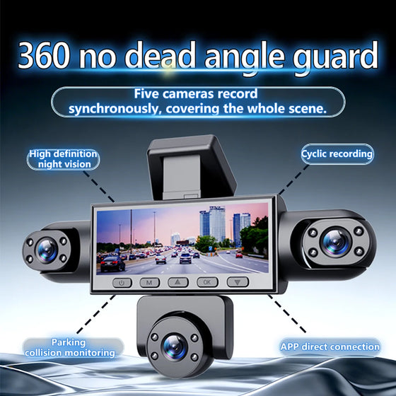 2026 NAUJAS 3/5 kamerų automobilinis DVR 1080P vaizdo registratorius 360 laipsnių WIFI vaizdo registratorius priekyje, dešinėje, kairėje, viduje su galinio vaizdo kamera