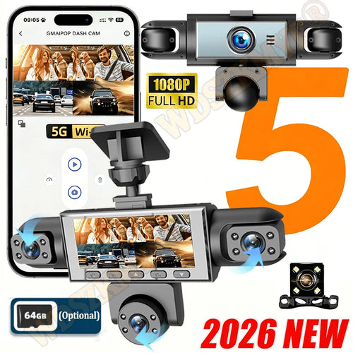 2026NEW dash cam in gray and orange with smartphone connectivity.
