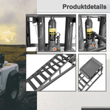 2Pcs Height Adjustable Vehicle Loading Ramp with Jack Stand Lifting Platform Drive-Up Ramp Set Grey