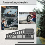 2Pcs Height Adjustable Vehicle Loading Ramp with Jack Stand Lifting Platform Drive-Up Ramp Set Grey