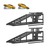2Pcs Height Adjustable Vehicle Loading Ramp with Jack Stand Lifting Platform Drive-Up Ramp Set Grey