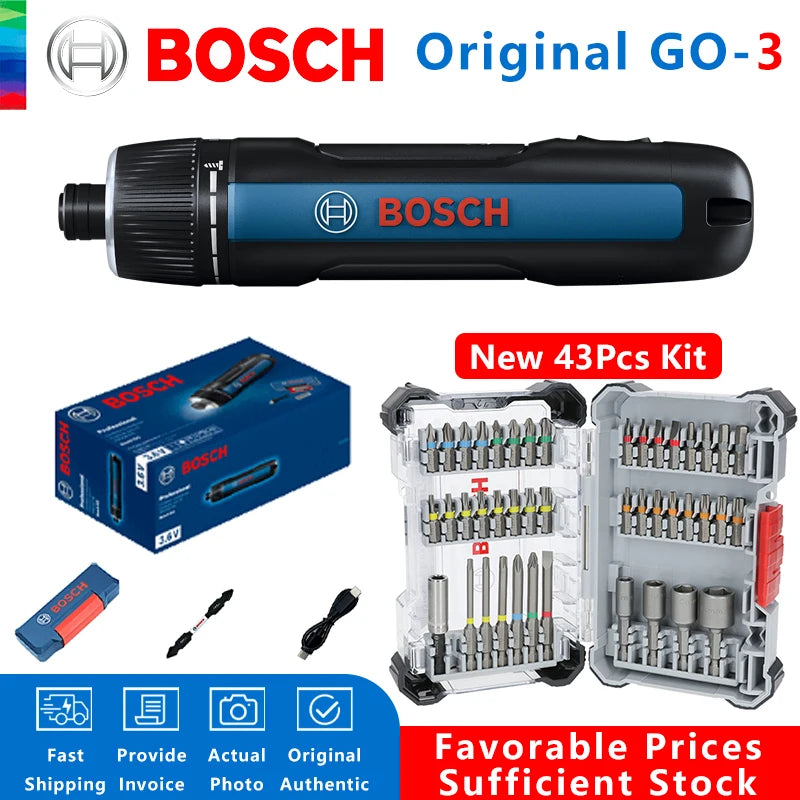 BOSCH GO 3 Akku-Schrauber 3,6V Lithium-Ionen Akku Wiederaufladbarer Akku-Bohrschrauber mit Box Bosch GO3 Professionelles Werkzeugset