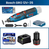 Bosch GRO 12V-35 akumuliatorinis šlifuoklis 12V ličio baterija universalus rotacinis įrankis skirtas didelio našumo gręžimui, šlifavimui, poliravimui, pjovimui