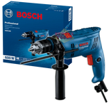 Bosch GSB600 600W Corned 13mm Impact Drill, 0-3000rpm, 48000bpm Impact Rate, 25mm Wood/13mm Concrete/10mm Steel Capacity
