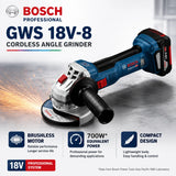 Bosch GWS 18V-8 18V akumuliatorinis bešepetėlinis kampinis šlifuoklis, pjaustytuvas, poliruoklis – elektrinis įrankis šlifavimui, pjovimui ir poliravimui