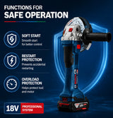 Bosch GWS 18V-8 18V akumuliatorinis bešepetėlinis kampinis šlifuoklis, pjaustytuvas, poliruoklis – elektrinis įrankis šlifavimui, pjovimui ir poliravimui