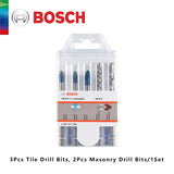 Bosch Original 5 vnt. daugiafunkciniai smūginiai grąžtai namų betoninių plytų sienų gręžimui, trikampis kotas, 8 vnt. mūro grąžtų rinkinys