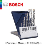 Bosch Original 5 vnt. daugiafunkciniai smūginiai grąžtai namų betoninių plytų sienų gręžimui, trikampis kotas, 8 vnt. mūro grąžtų rinkinys