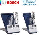 Bosch Original 5 vnt. daugiafunkciniai smūginiai grąžtai namų betoninių plytų sienų gręžimui, trikampis kotas, 8 vnt. mūro grąžtų rinkinys