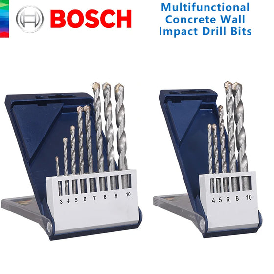 Bosch Original 5 vnt. daugiafunkciniai smūginiai grąžtai namų betoninių plytų sienų gręžimui, trikampis kotas, 8 vnt. mūro grąžtų rinkinys