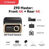 DDPAI Z90 Master 4K+4K dviguba automobilio vaizdo kamera priekyje ir gale, dviguba HDR vaizdo kamera, GPS, ADAS, parkavimo režimas, naktinio matymo kamera, DVR vaizdo registratorius