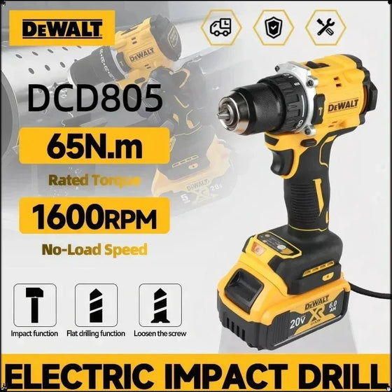 DEWALT DCD805 20V bešepetėlinis akumuliatorinis smūginis gręžtuvas su suktuvas, elektrinis suktuvas, rankinis gręžtuvas su ličio baterija, pilnas komplektas