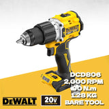 DEWALT DCD806 belaidis perforatorius-gręžtuvas greitam gręžimui su apšvietimu, patvarūs ir ilgaamžiai bešepetėliniai Dewalt elektriniai įrankiai DCD806B