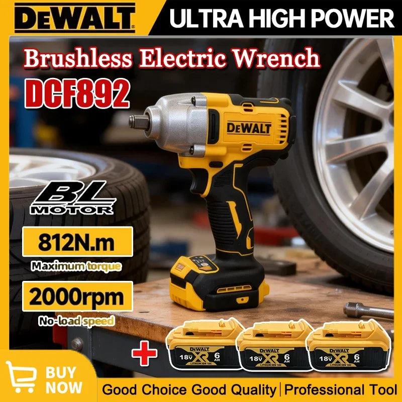 Dewalt DCF892 Bürstenloser 812N.m Elektroschrauber 1/2 Zoll Akku-Schlagschrauber Hohes Drehmoment Dreigang Auto-Reparatur Elektrowerkzeuge