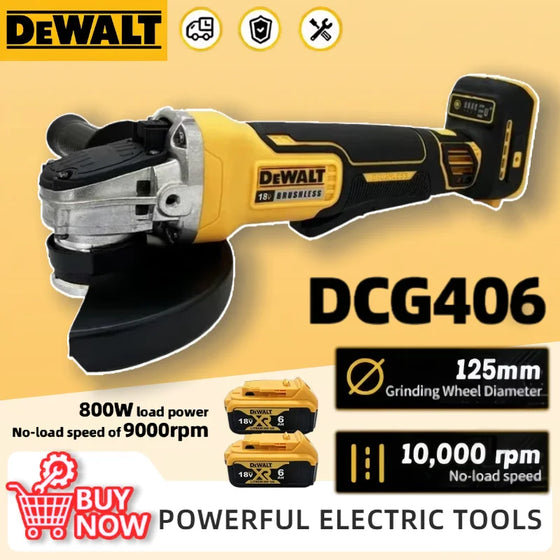 Dewalt DCG406 125 mm kampinis šlifuoklis, akumuliatorinis, bešepetėlinis, 9000 aps./min., pjovimo mašina, poliravimo mašina, skirta 18 V akumuliatoriui
