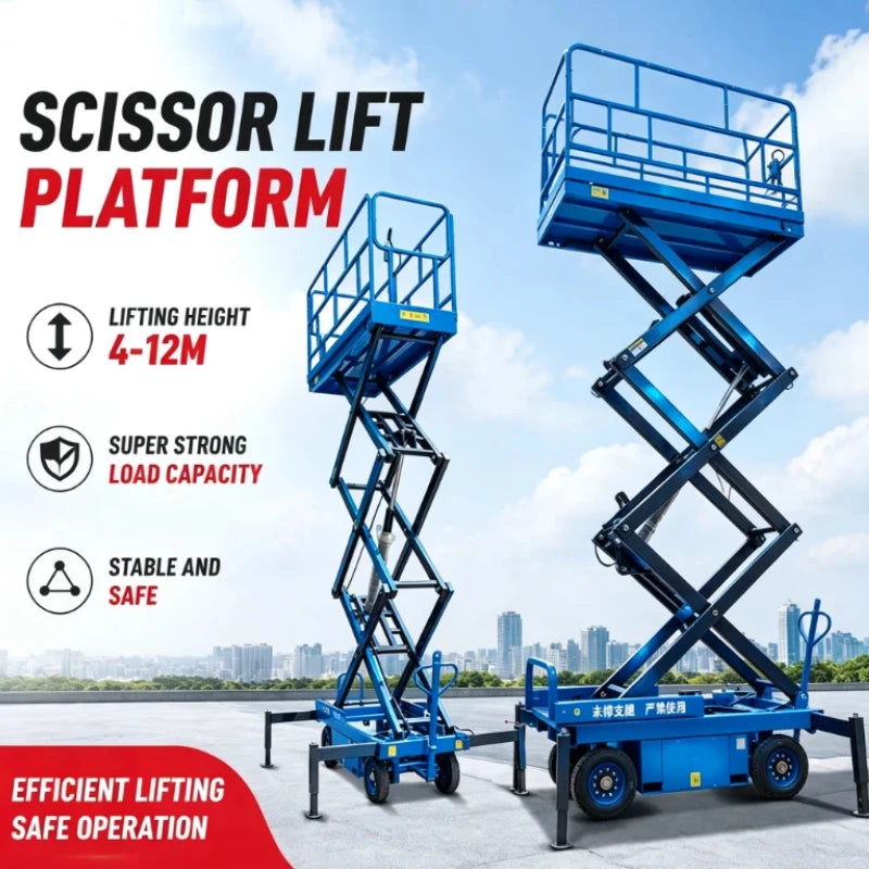 Electric Aerial Work Scissor Lift, CE Certified Mobile Lifting Platform, Customized Hydraulic Lifting Equipment
