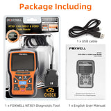 FOXWELL NT301 OBD2 Scanner Live-Daten, professionelles Mechaniker OBDII Diagnose-Codelesegerät für Motorkontrollleuchte, I/M-Bereitschaft