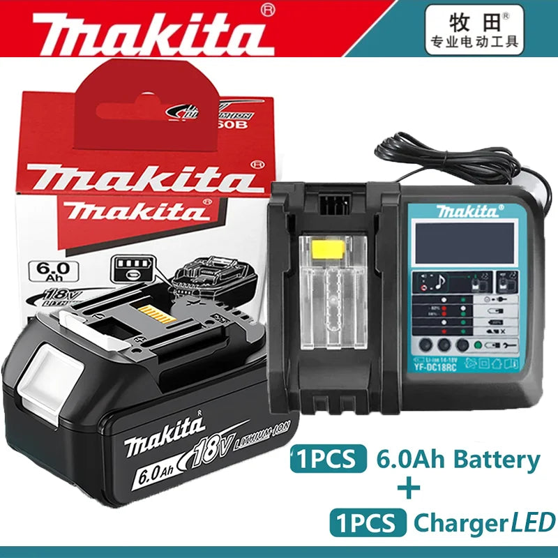 Original Makita 18V Akku 6Ah, mit Akkuanzeige Wiederaufladbarer Makita Akku, BL1830 BL1840 BL1850 Elektrowerkzeugakku