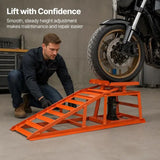 Hydraulic car ramps, 2 pcs., 27-36 cm lifting height, portable car service ramps for garage maintenance, oil changes, and truck repairs, 1 t (per ramp) load capacity.