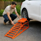 Hydraulic car ramps, 2 pcs., 27-36 cm lifting height, portable car service ramps for garage maintenance, oil changes, and truck repairs, 1 t (per ramp) load capacity.