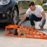 Hydraulic car ramps, 2 pcs., 27-36 cm lifting height, portable car service ramps for garage maintenance, oil changes, and truck repairs, 1 t (per ramp) load capacity.