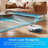 ILIFE A12 Pro robotinis dulkių siurblys ir grindų plovimo įrenginys, savaiminio išsivalymo stotelė 60 dienų, LiDAR navigacija, namų žemėlapių sudarymas, draudžiamos zonos, 2,4G WiFi / programėlė / Alexa / nuotolinis valdymas, skirtas kietoms grindims