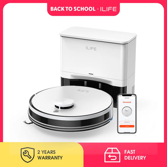 ILIFE A30 Pro robotinis dulkių siurblys su automatine savaiminio išsivalymo stotele, 5000Pa stipria siurbimo galia, LDS navigacija, 180 min. veikimo laiku, 2-in-1 šluostymu ir siurbimu, programėlės valdymu, namų grindų ir kilimų valymu