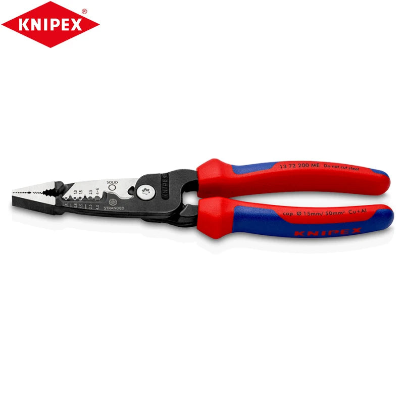 KNIPEX 13 72 200 ME Daugiafunkcinės elektriko replės Lengvas varinių ir aliumininių kabelių kirpimas Paprasta naudoti ir pradėti dirbti