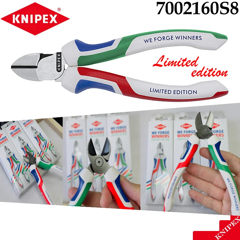 KNIPEX 7002160S8 ribotos įstrižinės karpymo replės, įvairiaspalviai neslystantys šoniniai kirptuvai, skirti elektros laidų ir kabelių karpymui