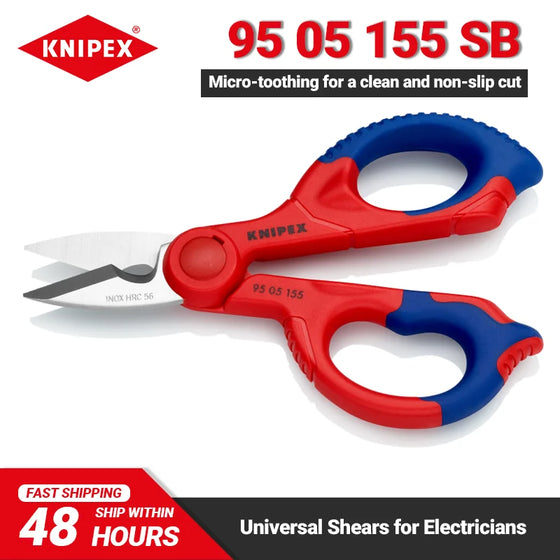 KNIPEX elektrikų žirklės 95 05 155 SB, 6 colių universalios žirklės su mikro dantymais švariam ir neslystančiam pjūviui