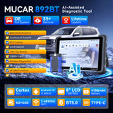 Nemokami atnaujinimai visą gyvenimą MUCAR 892BT AI OBD2 diagnostikos įrankis CAN FD/DOIP visų sistemų diagnostika 35 atstatymai dvipusis ECU kodavimas