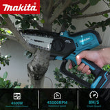 Makita 18V bešepetėlinis akumuliatorinis 6 colių genėjimo ir mini grandininis pjūklas, valdomas viena ranka, skirtas medienos pjovimui ir medžių genėjimui