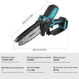 Makita 18V bešepetėlinis akumuliatorinis 6 colių genėjimo ir mini grandininis pjūklas, valdomas viena ranka, skirtas medienos pjovimui ir medžių genėjimui