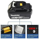 Makita BL1850 18 V 6 Ah originali baterija, suderinama su BL1830, BL1860, BL1850B – įrankio baterija, skirta 18 voltų belaidžiam kampiniam šlifuokliui