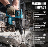🥉⭐️Makita Brushless Electric Rotary Hammer DHR242 26mm Cordless Multifunctional Impact Hammer Drill Power Tools For Makita Battery Pin