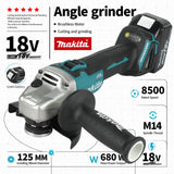 Makita DGA504 125mm bešepetėlinis kampinis šlifuoklis 18V akumuliatorinis šlifavimo pjovimo įrankis, keturių greičių reguliuojamas kampinis šlifuoklis