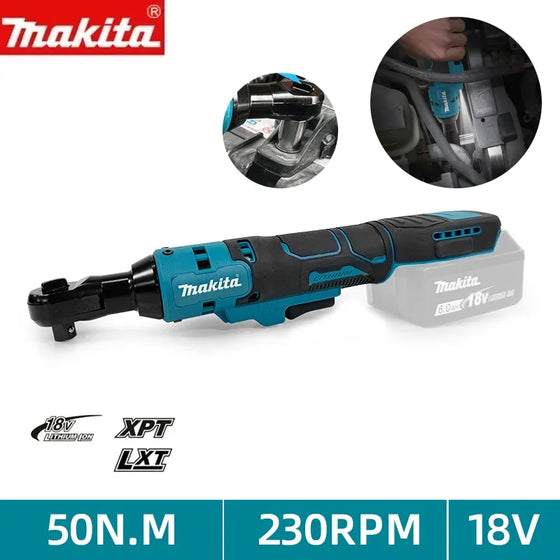 Makita DWR180Z 18V LXT akumuliatorinis terkšlinis raktas 6,35 mm sukimo galvutė 800 aps./min. 47,5 N·m kampinis veržliaraktis, galvutės, elektriniai įrankiai